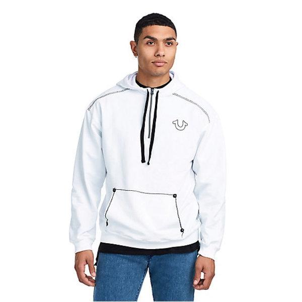 Void Tactics Mens Super T Fleece Pullover Hoodie | White | Size Large | True Religion