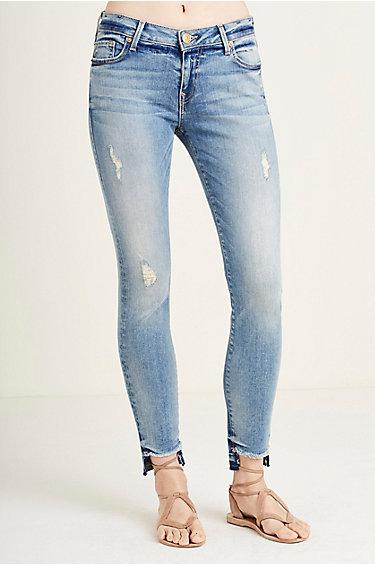 Halle Super Skinny Step Hem Womens Jean | Blue Haven | Size 29 | True Religion