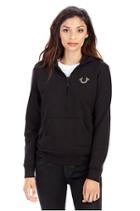 Studded Buddha Half Zip Womens Hoodie | Black | Size X Small | True Religion