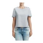 Womens Ring Repair Crop Tee | Heather Grey | Size Small | True Religion