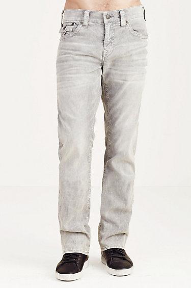 Ricky Straight Acid Wash Mens Corduroy Pant | Old Grey | Size 42 | True Religion