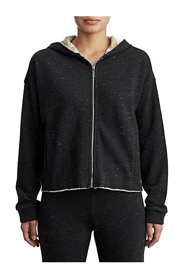 Women's Melange Zip Hoodie | Black | Size X Small | True Religion