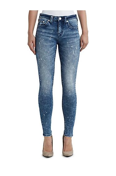 Curvy Skinny Fit Splatter Jean | Painted Indigo | Size 36 | True Religion