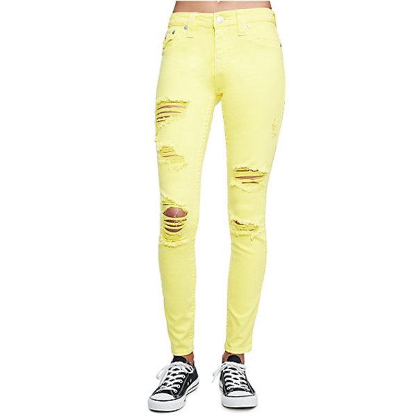 Women's Super Skinny Fit Distressed Jean | Canary | Size 25 | True Religion