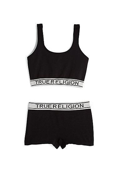Womens Bralette And Short Set | Washed Black | Size X Small | True Religion