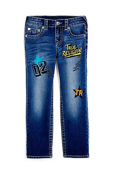 Straight Fit Se Kids Jean | Doodle Blue | Size 2t | True Religion