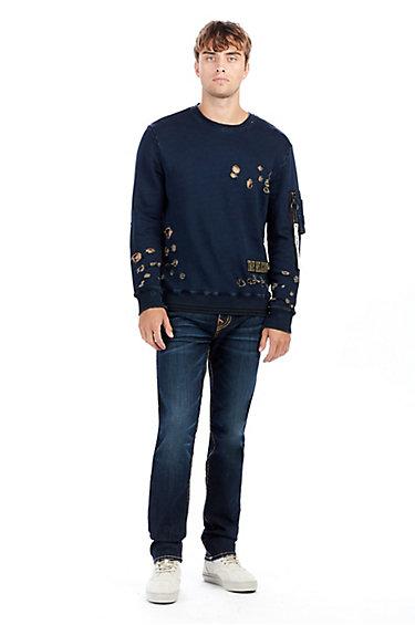 Mens Crewneck Pullover Sweatshirt | Indigo | Size X Small | True Religion