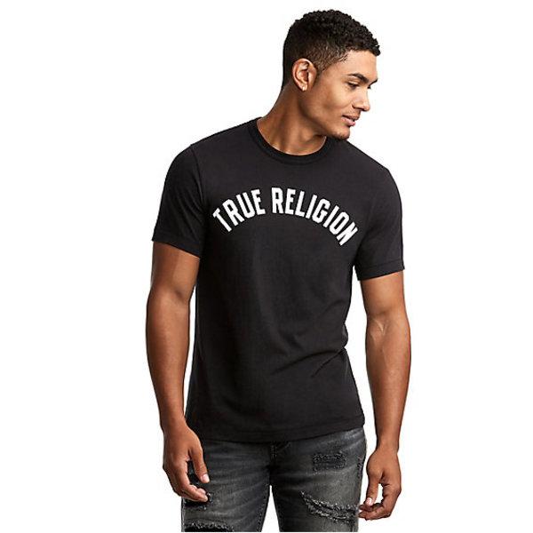 Mens Curved Tr Tee | Black | Size Medium | True Religion