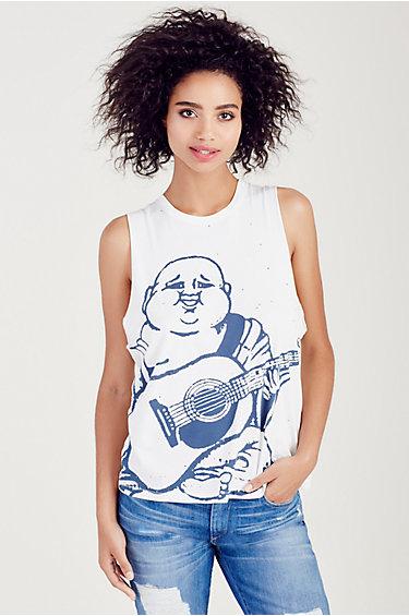 True Religion Rockin Womens Muscle Tank - White