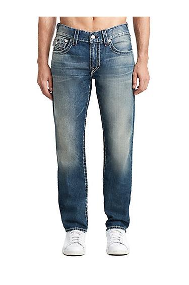 Mens Multi Big T Slim Jean W/ Flap | Golden Sky | Size 27 | True Religion