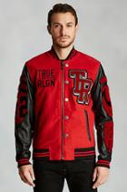 True Religion Collegiate Moleskin Mens Varsity Jacket - Red