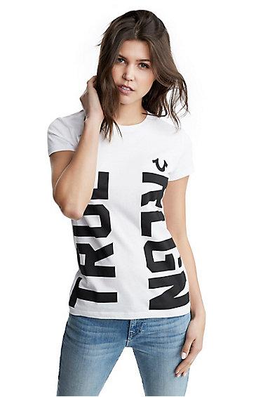 Women's Tr Blocked Crew Tee | White | Size X Small | True Religion