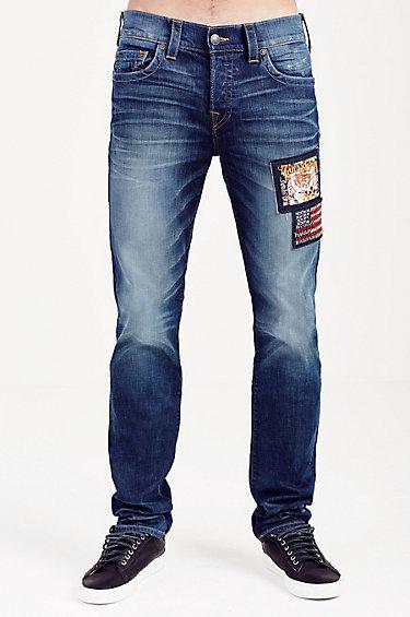 True Religion Rocco Skinny Mens Jean - Urban Dweller With Patches