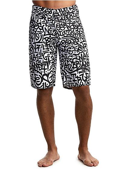 Mens Big T Board Shorts | Grey/black | Size 29 | True Religion