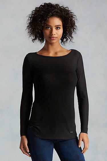 True Religion Long Line Womens Top - Black