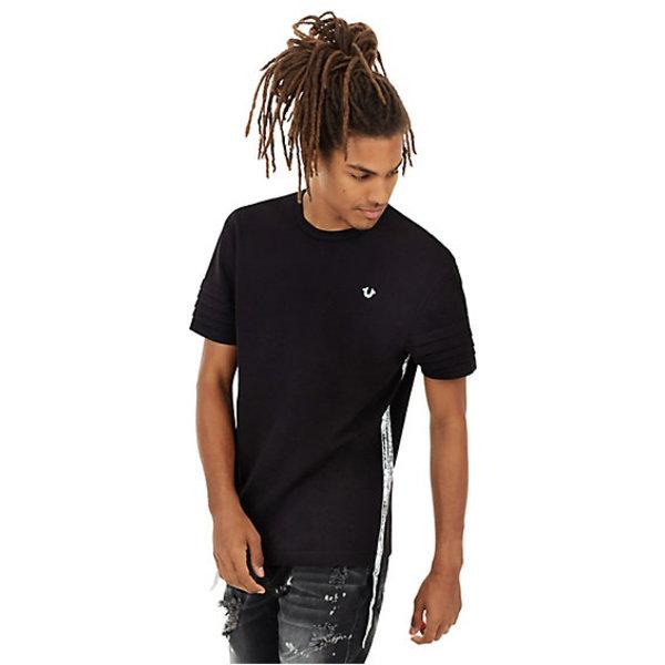 Mens Ticker Tape Moto Tee | Black | Size X Small | True Religion