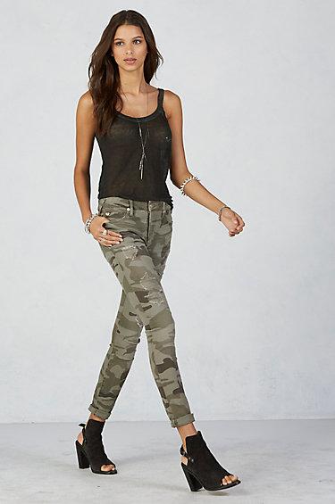 True Religion Halle Super Skinny Womens Camo Pant - Destroyed Camo