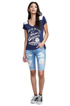 Women's Fray Cut Off Bermuda Short | Ewkm Crystal Reef W/destroy | Size 25 | True Religion