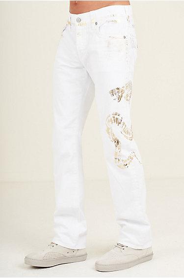 Ricky Straight Mens White Jean | Optic Gold | Size 38 | True Religion