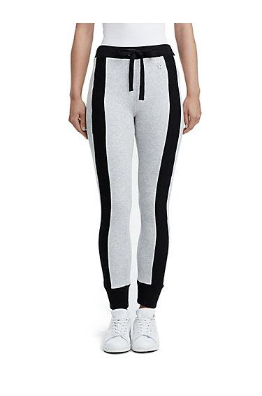 Womens Rib Stripe Jogger | Heather Grey | Size Small | True Religion