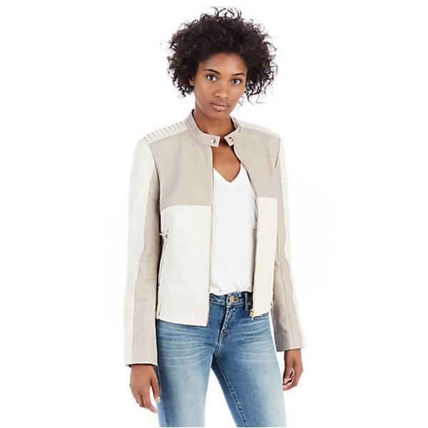Tonal Biker Womens Jacket | White | Size X Small | True Religion