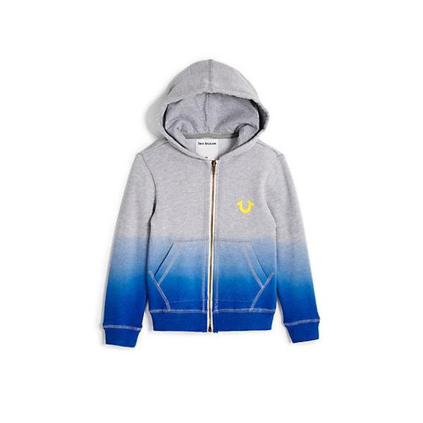 Dip Dye Kids Hoodie | Heather Grey | Size Medium | True Religion