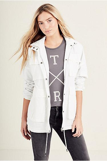 Womens Parka Jacket | White | Size X Small | True Religion