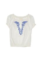 True Religion Printed Peasant S/s Blouse - White