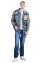 Mens Mixed Camo Denim Patch Shirt | Mix Territory | Size Small | True Religion