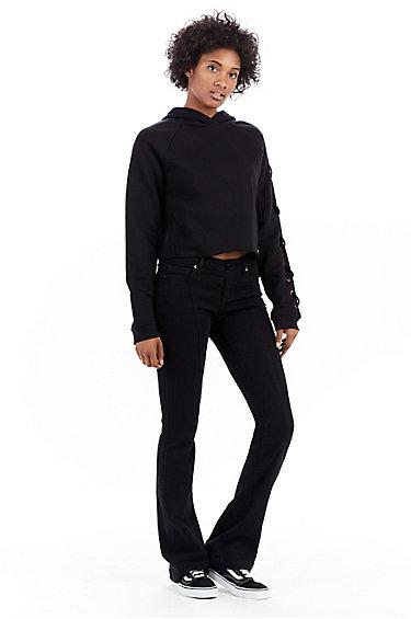 Laceup Raglan Womens Hoodie | Black | Size X Small | True Religion