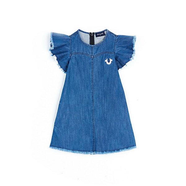 Raw Edge Flutter Sleeve Kids Dress | Indigo | Size Medium | True Religion