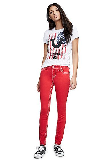 Women's Super Skinny Fit Big T Jean | Ruby Red | Size 23 | True Religion
