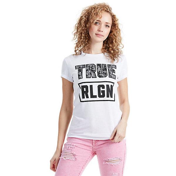 Floral Filled True Womens Tee | White | Size Small | True Religion
