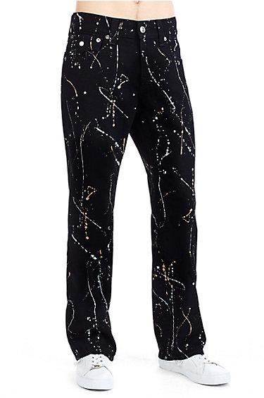 Black Paint Straight W/ Flap Mens Jean | Rinse W/paint | Size 29 | True Religion