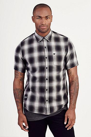 True Religion Russell Westbrook Short Sleeve Plaid - Jet Black