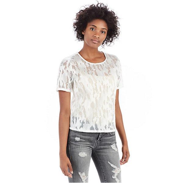 Camo Boxy Crop Womens Top | White | Size X Small | True Religion