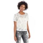 Camo Boxy Crop Womens Top | White | Size X Small | True Religion