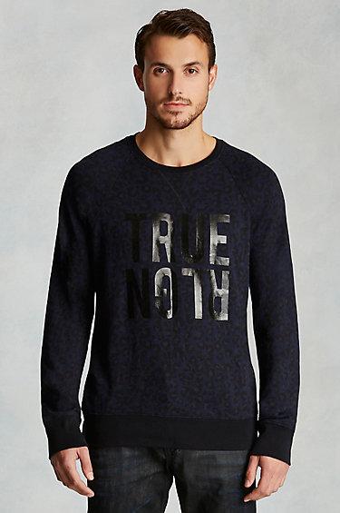 True Religion Raglan Crew Neck Mens Sweater - Navy