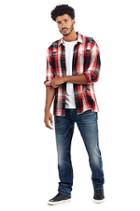 Loose Fit Mens Plaid Shirt | Ruby Red | Size Large | True Religion