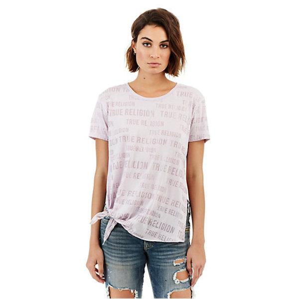Slogan Tie Side Womens Tee | Lilac | Size X Small | True Religion