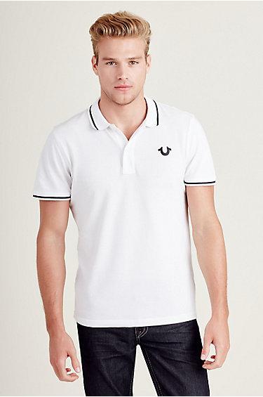 Crafted Logo Mens Polo Shirt | White  | Size Small | True Religion