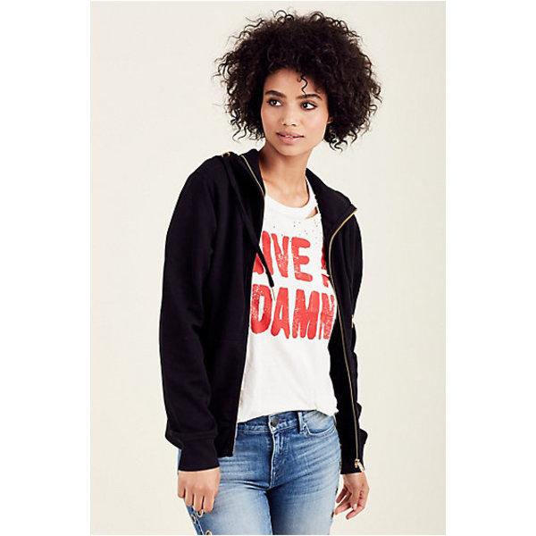 Womens Slim Zip Up Hoodie | Black | Size X Small | True Religion
