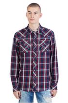 Plaid Western Mens Shirt | Navy/red | Size X Large | True Religion