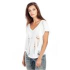 Womens Ripped V Neck Tee | White | Size X Small | True Religion