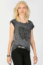 True Religion Indian Print Womens T-shirt - Jet Black