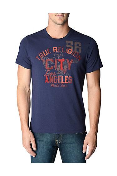 True Religion City Of La Crew Neck Mens Tee - Navy