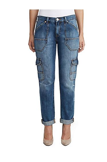 Womens Cargo Cameron Boyfriend Jean | Fidm Faded Cobalt | Size 24 | True Religion