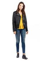 Womens Ripped V Neck Tee | Mustard  | Size X Small | True Religion