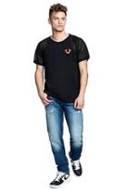 Mens Mesh Sleeve Logo Tee | Black | Size X Large | True Religion