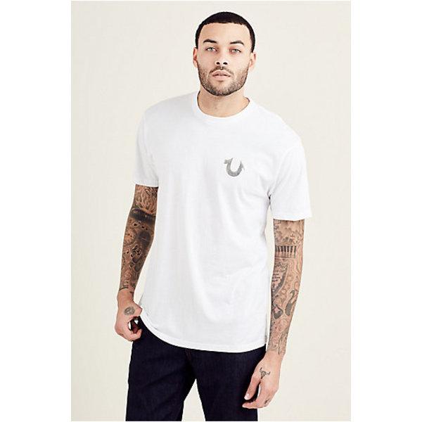 Metallic Silver Buddha Mens Tee | Optic White | Size Small | True Religion